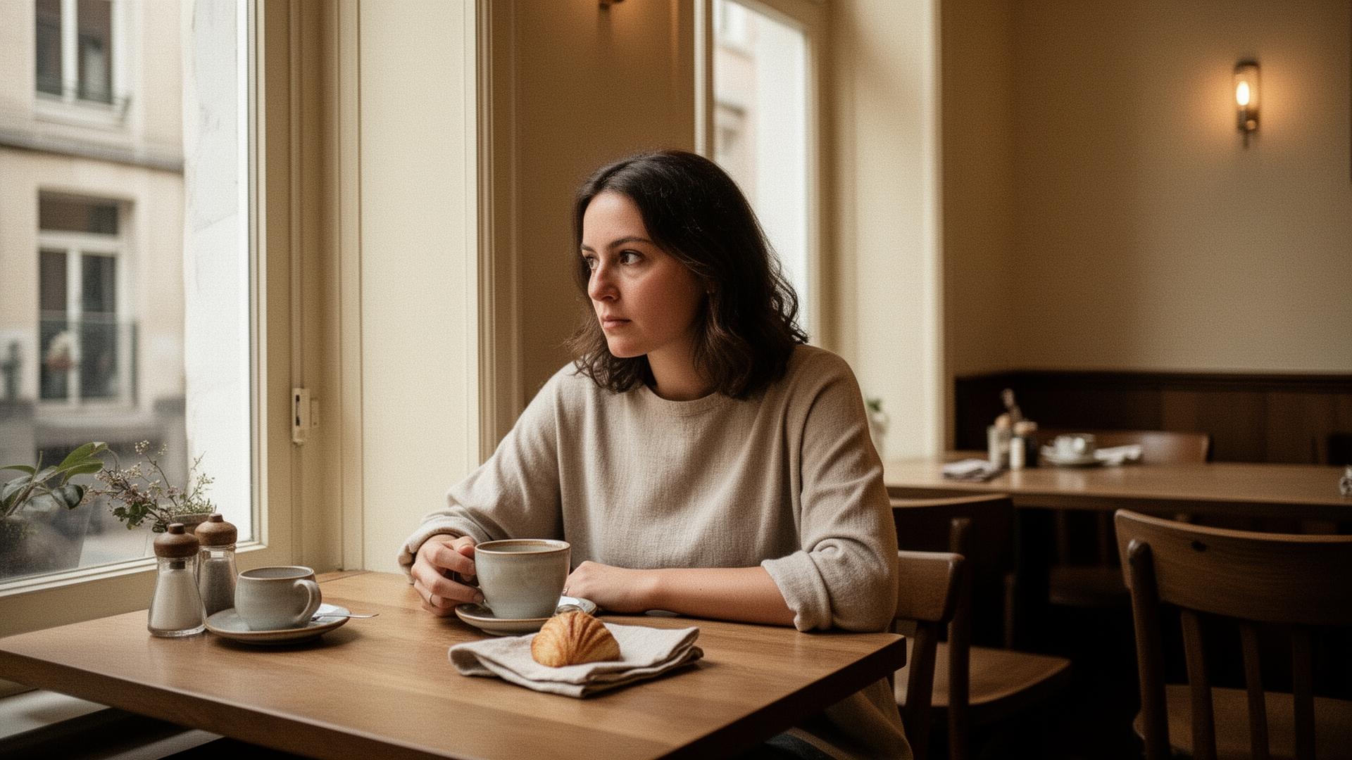A quiet Belgian café moment by the window